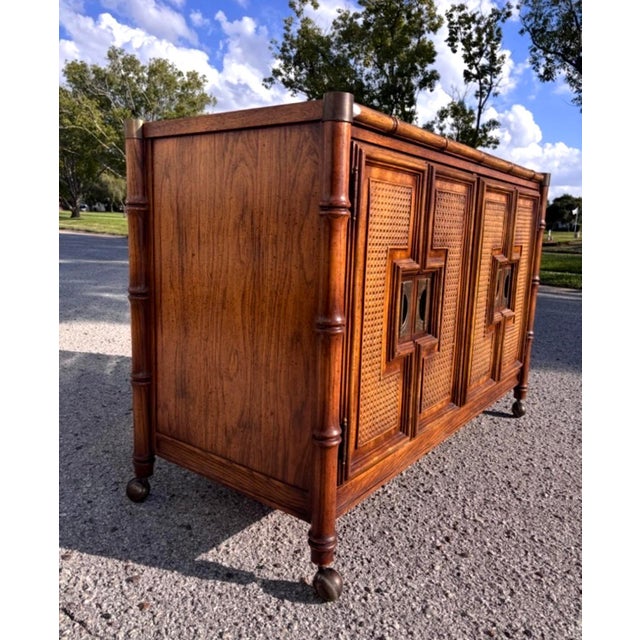 Mid 20th Century Mid Century Stanley Faux Bamboo Rolling Server For Sale - Image 5 of 11