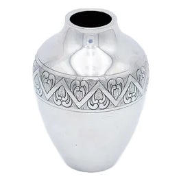 Round Silver Pot with Embossed Patterns | Chairish