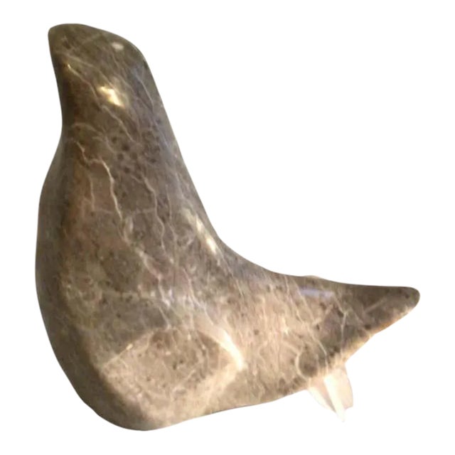 1980s Marble Seal Sculpture 'Signed' For Sale