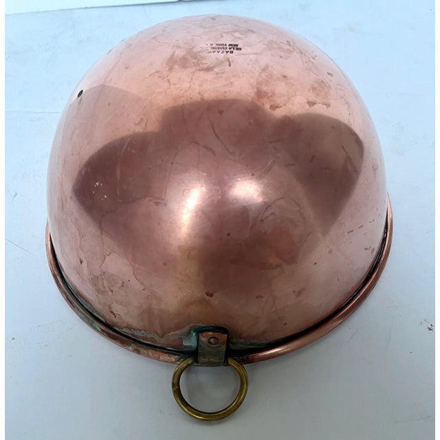 French Country Vintage Bazaar De La Cuisine Copper Mixing Bowl For Sale - Image 3 of 11