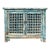 Distressed Fade Turquoise Blue Latticewook Doors Credenza Storage Cabinet For Sale