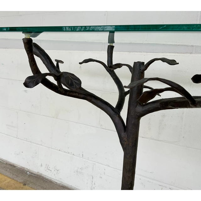 2020s Currey & Company Modern Bronze Finished Iron Tree and Owl Console Table For Sale - Image 5 of 5