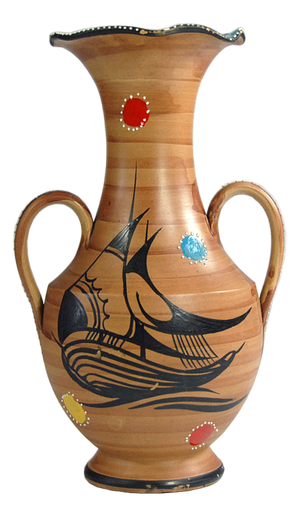Italian Hand-Painted Ceramic Vase from Santucci Deruta, 1960s