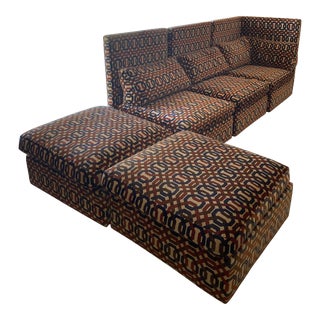 1970s Milo Baughman for Thayer Coggin 5 Piece Modular High Back Sectional Sofa For Sale