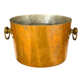 Late 20th Century Williams Sonoma Champagne Ice Bucket, Hammered Copper Made in France by Mauviel For Sale