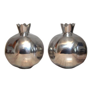Set of 2 Pomegranates Cast Aluminum Candleholders by Oded Halahmy, 1989 For Sale