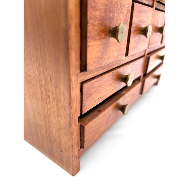 Mid-Century Modern Miniature Collector's Cabinet in Dark Precious Wood with 12 Drawers, Denmark, 1960s For Sale - Image 12 of 14
