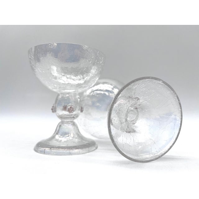Art Nouveau Bohemian Iridescent Craquelé Glass Goblets attributed to Kralik, 1900, Set of 2 For Sale - Image 10 of 11