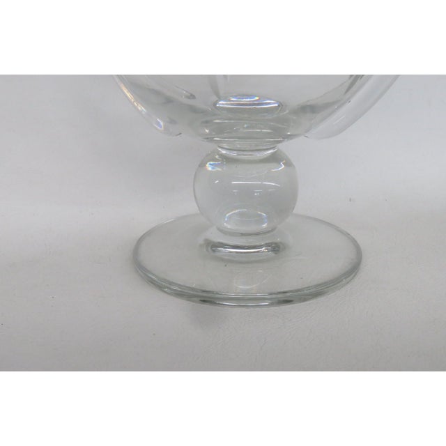 Neoclassical Italian Style Glass Pedestal Urn Vase Etched Floral Motif 5111b For Sale In Miami - Image 6 of 12