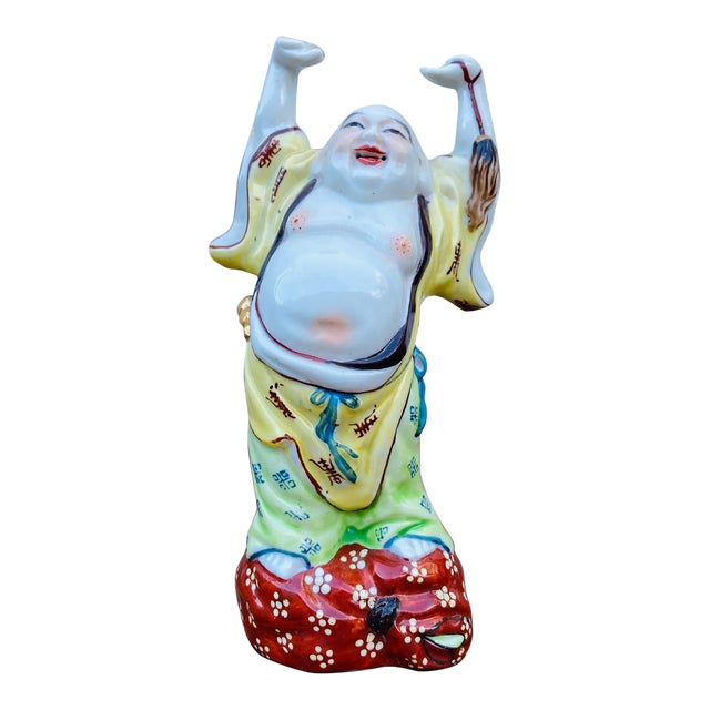 Mid Century Famille Rose Porcelain Buddha Figure For Sale