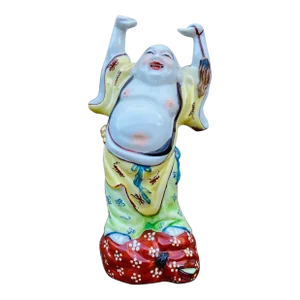 Mid Century Famille Rose Porcelain Buddha Figure