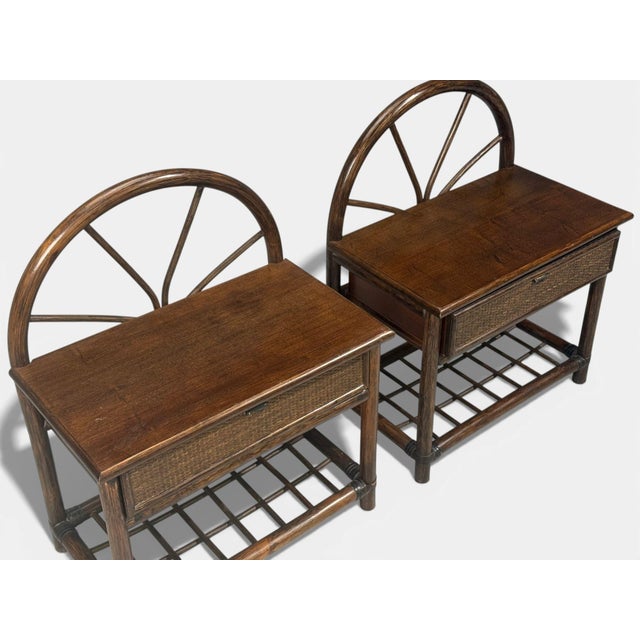 American Modern, Nightstands, Wood, Cane, Usa, 1980s For Sale - Image 4 of 15