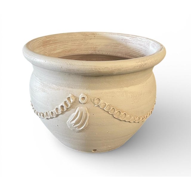 Mediterranean White Washed Mediterranean Festoon Planter For Sale - Image 3 of 6
