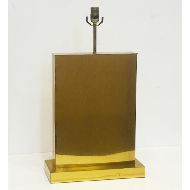Curtis Jere Mid-Century Modern Curtis Jeré Brass Table Lamp With Box Shade, Signed For Sale - Image 4 of 5