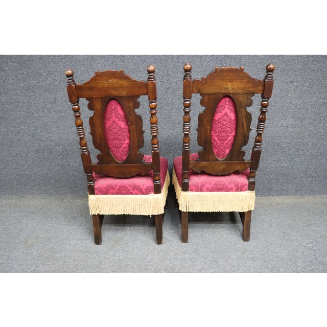 Brown Jacobean Renaissance Style Walnut Side Chairs For Sale - Image 8 of 11