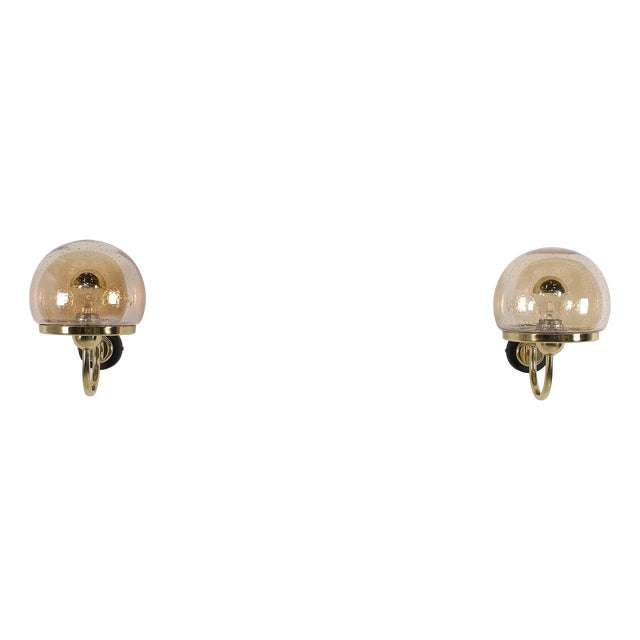 Brass and Bubble Crystal Wall Sconces, 1970s, Set of 2 For Sale