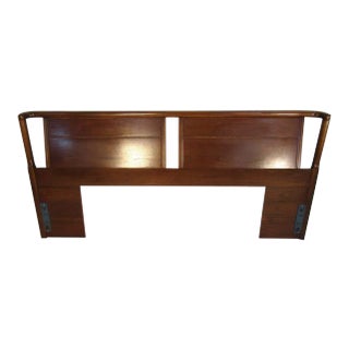 Mid-Century King Size Walnut Head Board For Sale