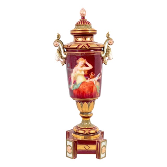 Royal Vienna Style Porcelain Covered Vase For Sale