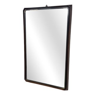 Rectangular Wall Mirror with Wooden and Brass Frame, 1950s For Sale