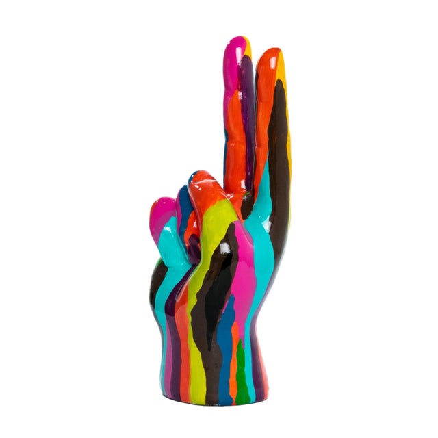 Pop Art Interior Illusions Plus Graffiti Peace Sign Tabletop - 9" Tall For Sale - Image 3 of 7