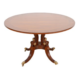 Baker Furniture Georgian Banded Mahogany Pedestal Dining Table, Newly Refinished For Sale