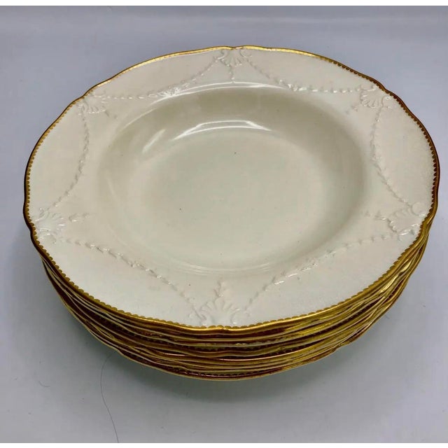 Late 20th Century Antique Victorian Minton Ironstone Bowls With Molded Swag & Shell Decoration – Set of 6 For Sale - Image 5 of 11