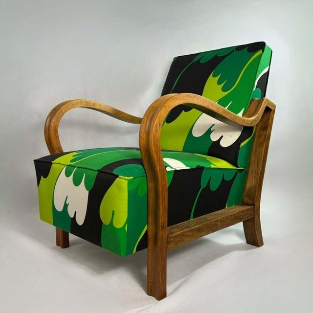 Art Deco Lounge Chair in Green Waves, 1940s For Sale - Image 15 of 15