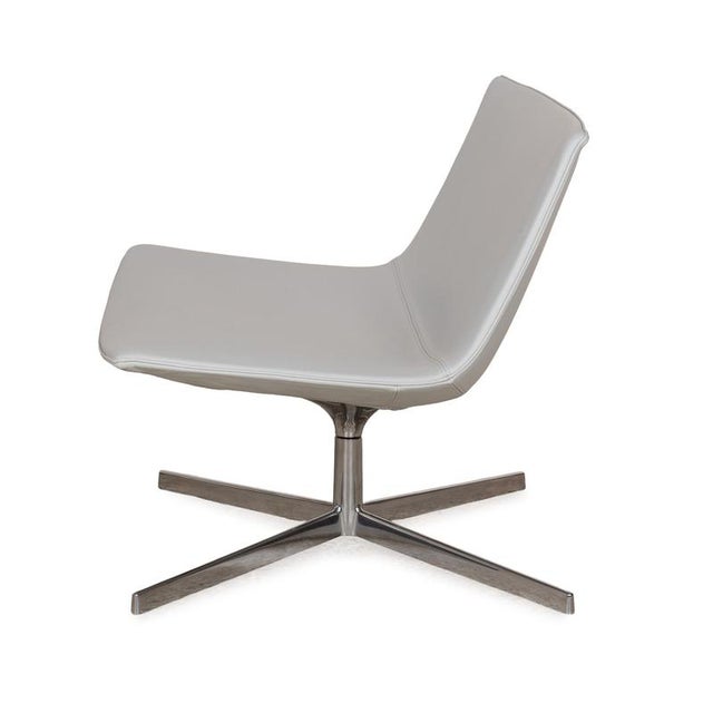 Catifa 80 Swivel Chairs in Light Blue Leather from Arper, Set of 3 For Sale - Image 9 of 11