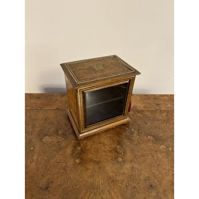 Victorian Burr Walnut and Brass Table Cabinet, 1860s For Sale - Image 4 of 8