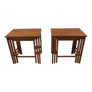 1980s Pair Stickley Stacking Table Oak For Sale