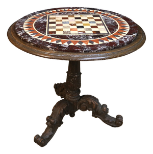 Pedestal Table with Marble Marquetry Top