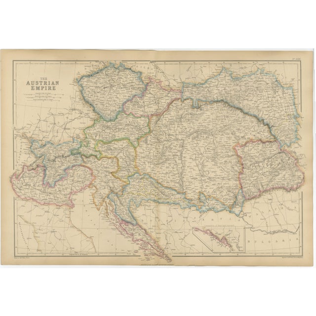 Antique Map of the Austrian Empire, Austria-Hungary, 1860s For Sale - Image 10 of 10