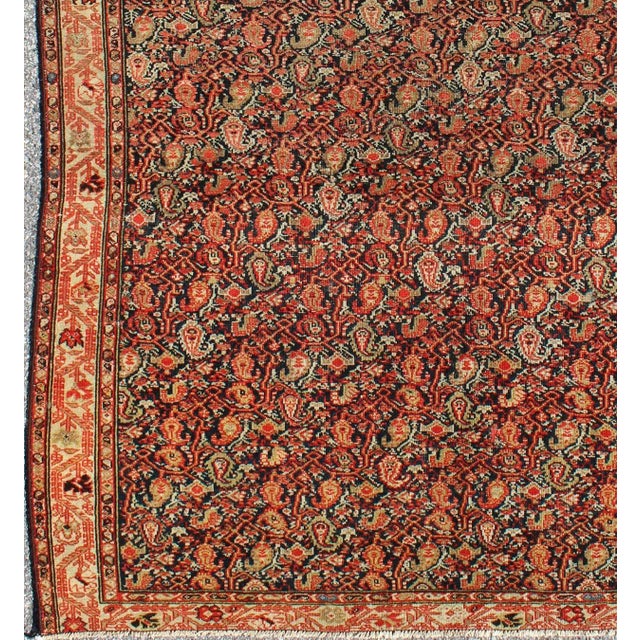 Islamic Antique Persian Woven Mishan Malayer Rug in Dark Blue Background For Sale - Image 3 of 7