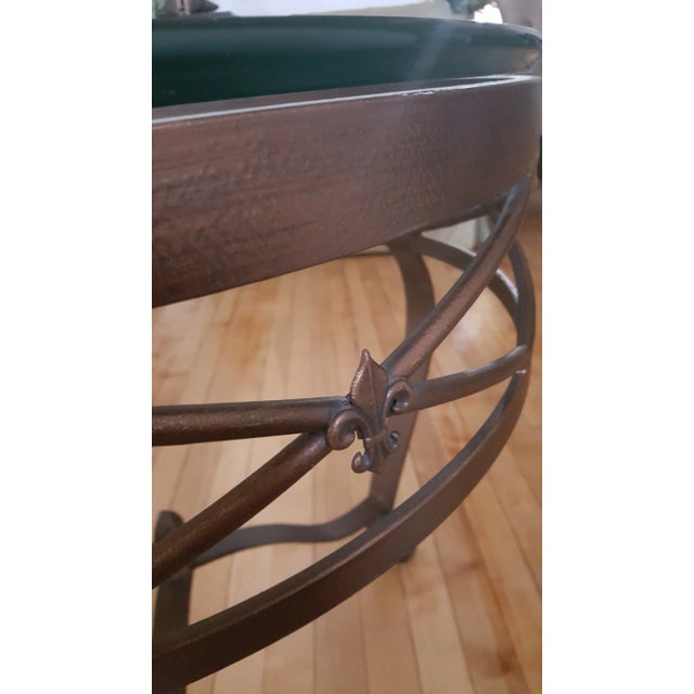 Brown Modern Sherrill Furniture Glass and Wrought Iron Round Table For Sale - Image 8 of 10
