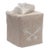 Beige Crossed Keys Tissue Box Cover in Natural Linen & Cotton, Embroidered For Sale