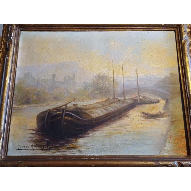 1920s Yvonac Annurey R, Barge, 1800s, Oil on Canvas, Framed For Sale - Image 5 of 17