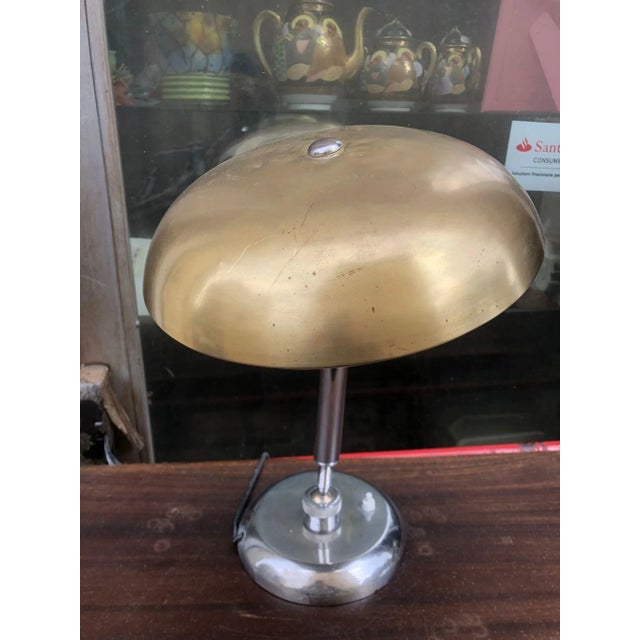 Modern Chrome and Brass Table Lamp by Giovanni Michelucci For Sale - Image 3 of 11