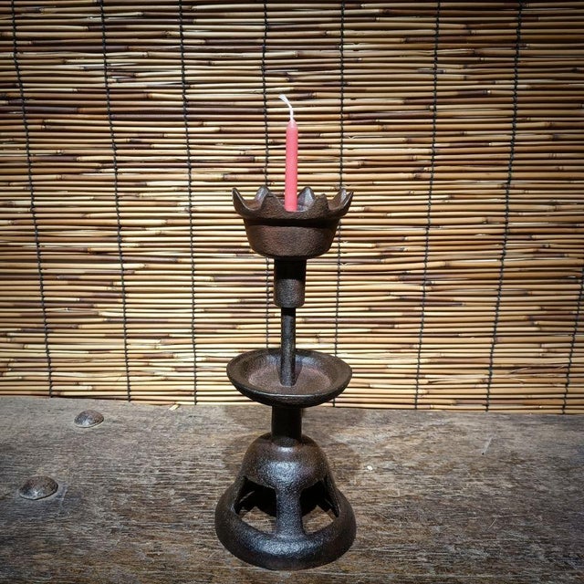 Asian Iron Casting Candle Holder For Sale - Image 6 of 6