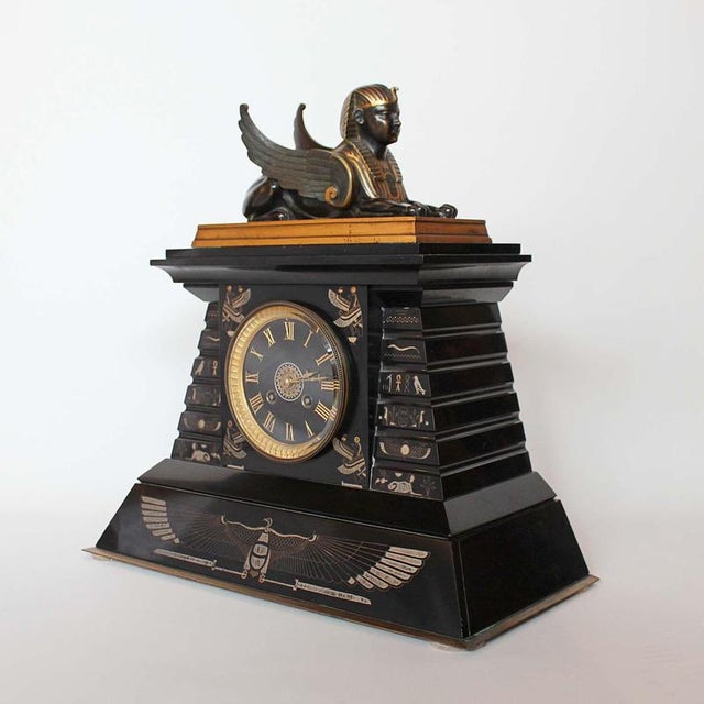 Egyptian Revival Clock, 1890s For Sale - Image 3 of 9