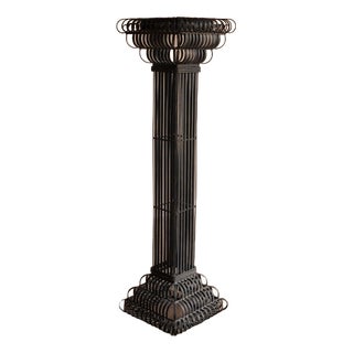 Vintage Scrolled Wood Pedestal For Sale
