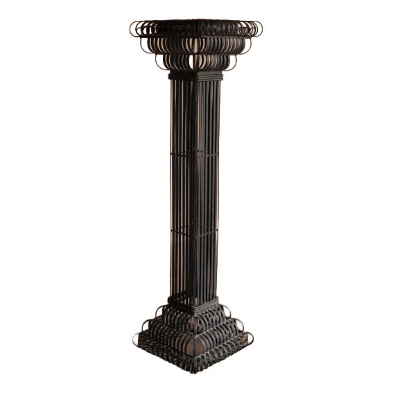 Vintage Scrolled Wood Pedestal For Sale