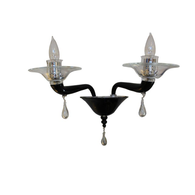 Venini Black Scarlatti Sconce by Venini of Murano For Sale - Image 4 of 4