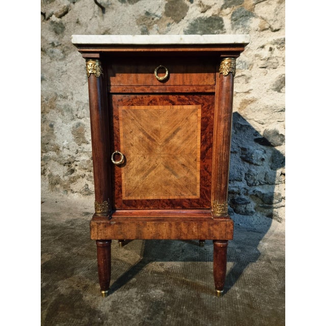 French Empire Bedside Cabinet with Marble Top, 19th Century For Sale - Image 6 of 16