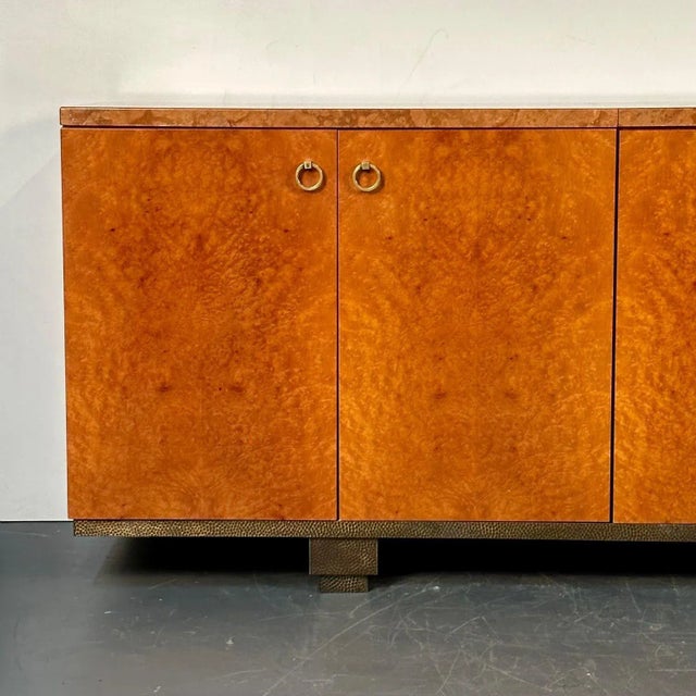 Wood Peter Marino Modern Sideboard or Cabinet in Maple, Marble and Brass, Monumental For Sale - Image 7 of 12