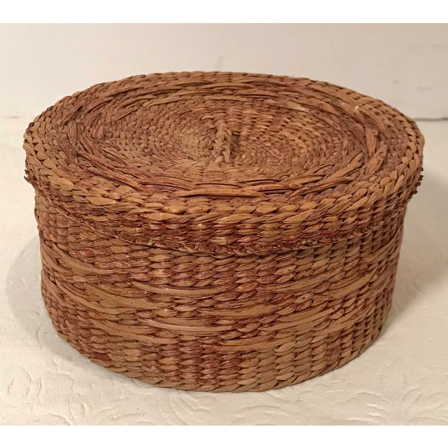 Vintage Sweetgrass Lidded Basket Chairish