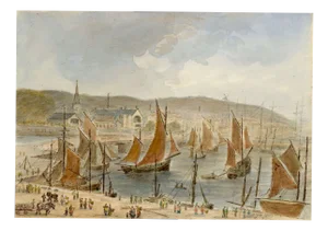 John Wilson, Herring Boats at Boulogne Sur Mer, France, 1870s, Watercolour