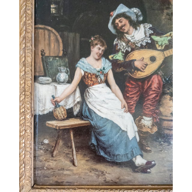 19th Century Continental European Dutch Style Interior Tavern Genre Scene Painting, Signed For Sale - Image 10 of 16