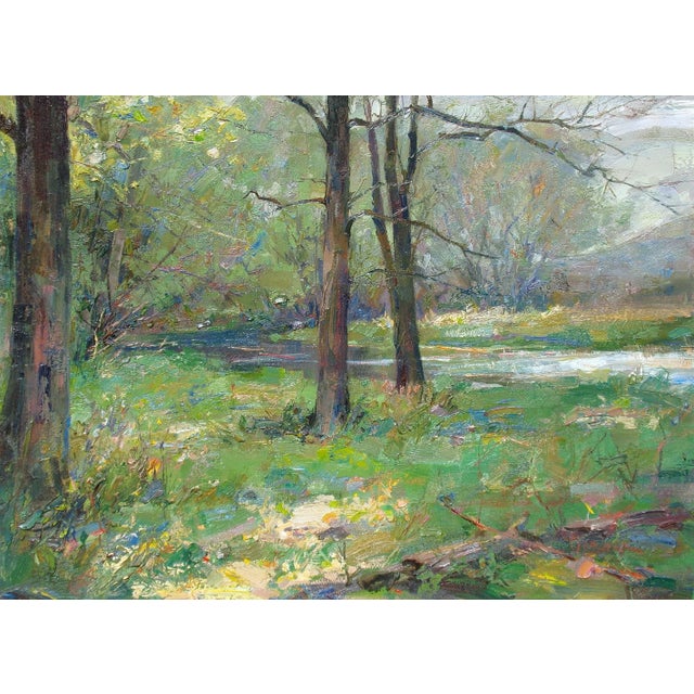 Impressionist Scott Burdick "Wisconsin Landscape" Original Impressionistic Forest Oil Painting on Board, Framed For Sale - Image 3 of 6
