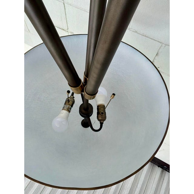 2020s Revelation Modern Hammered Antique Brass Tripod Hemi Floor Lamp For Sale - Image 5 of 5