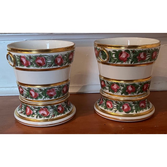 Antique 18th Century French Louis XVI Queen's Factory Paris Porcelain Cachepots or Orchid Flower Pots - A Pair For Sale - Image 10 of 15